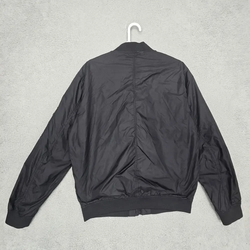 H&M LOGG Mens Large Black MA-1 Bomber Jacket Lightweight Flight Utility Pocket